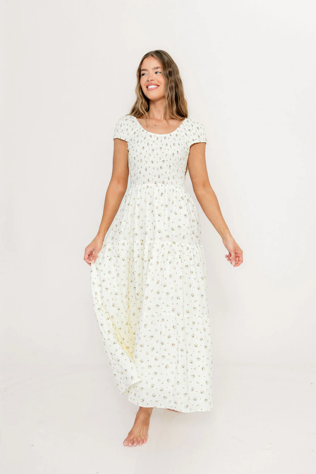 Monet 100% Cotton Maxi Dress in Pink Floral - Bump Friendly - Image 2
