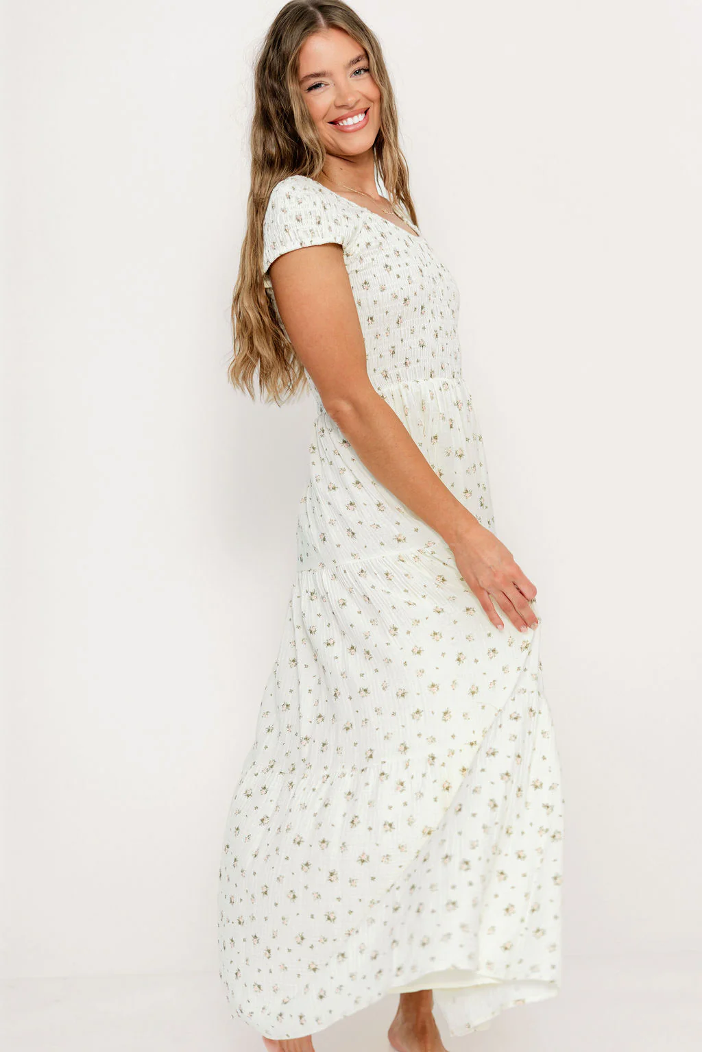 Monet 100% Cotton Maxi Dress in Pink Floral - Bump Friendly - Image 4
