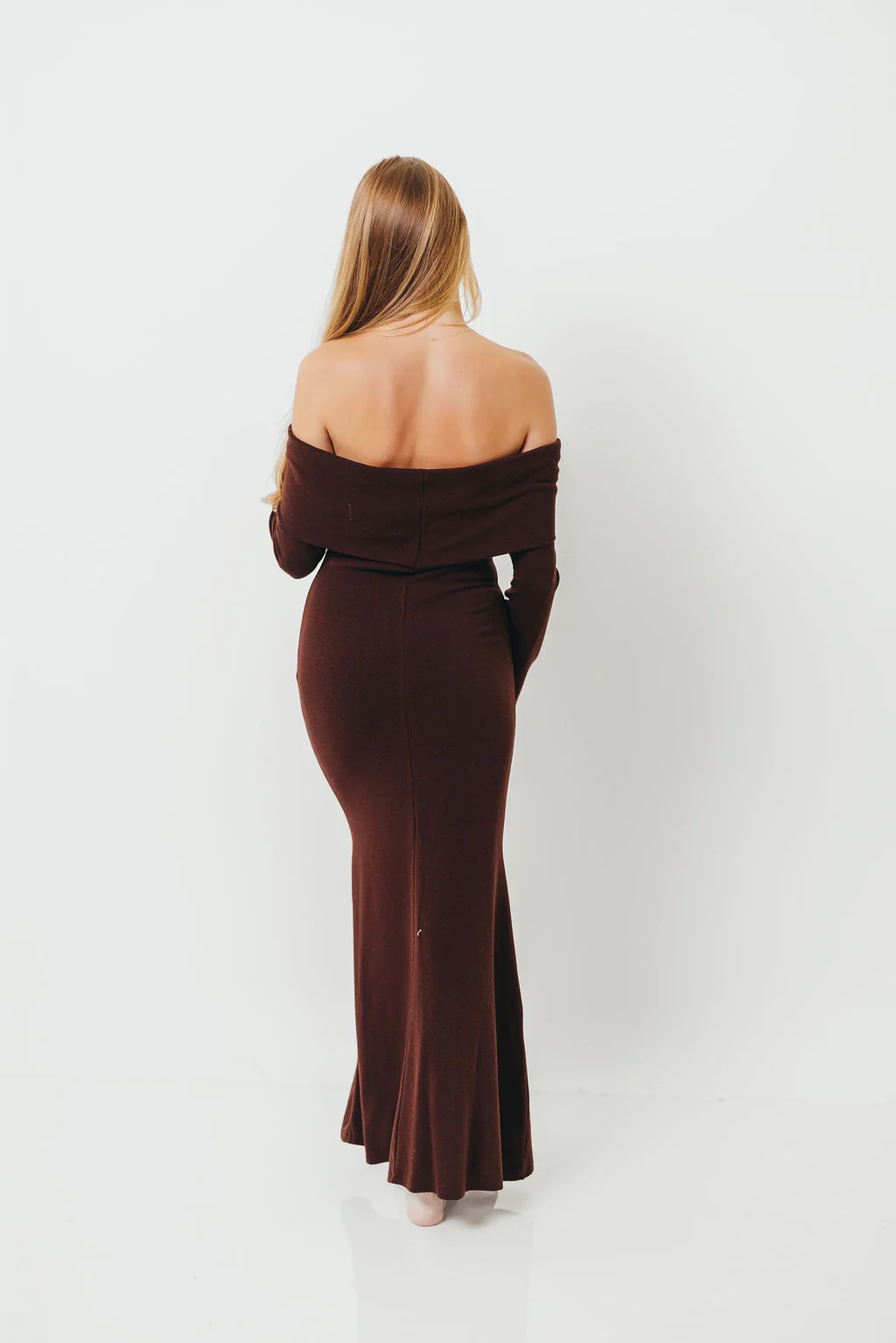 Monroe Maxi Dress with Long Sleeves in Chocolate Brown- Bump Friendly *Final Sale* - Image 12