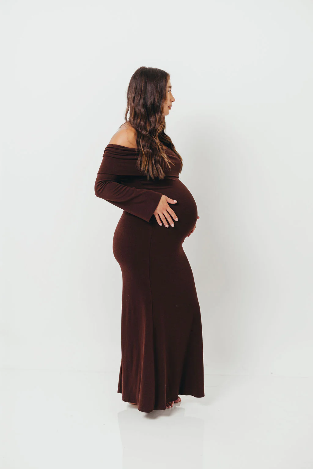 Monroe Maxi Dress with Long Sleeves in Chocolate Brown- Bump Friendly *Final Sale* - Image 16