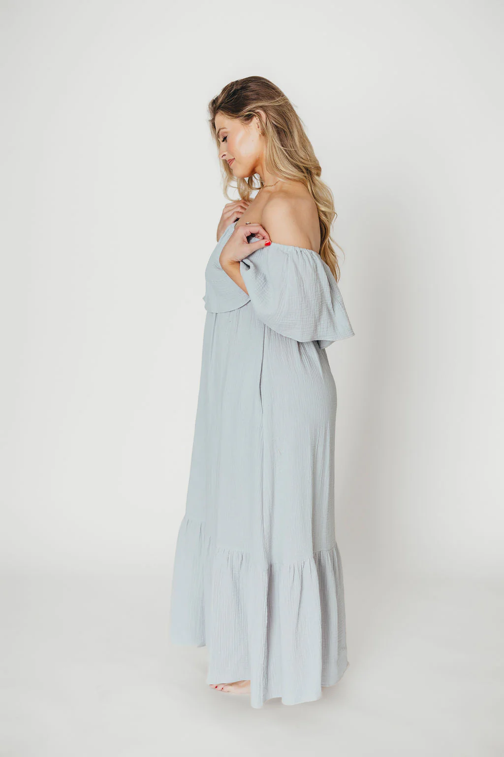 Josie 100% Cotton Maxi Dress in Cloud - Bump & Nursing Friendly - Image 11