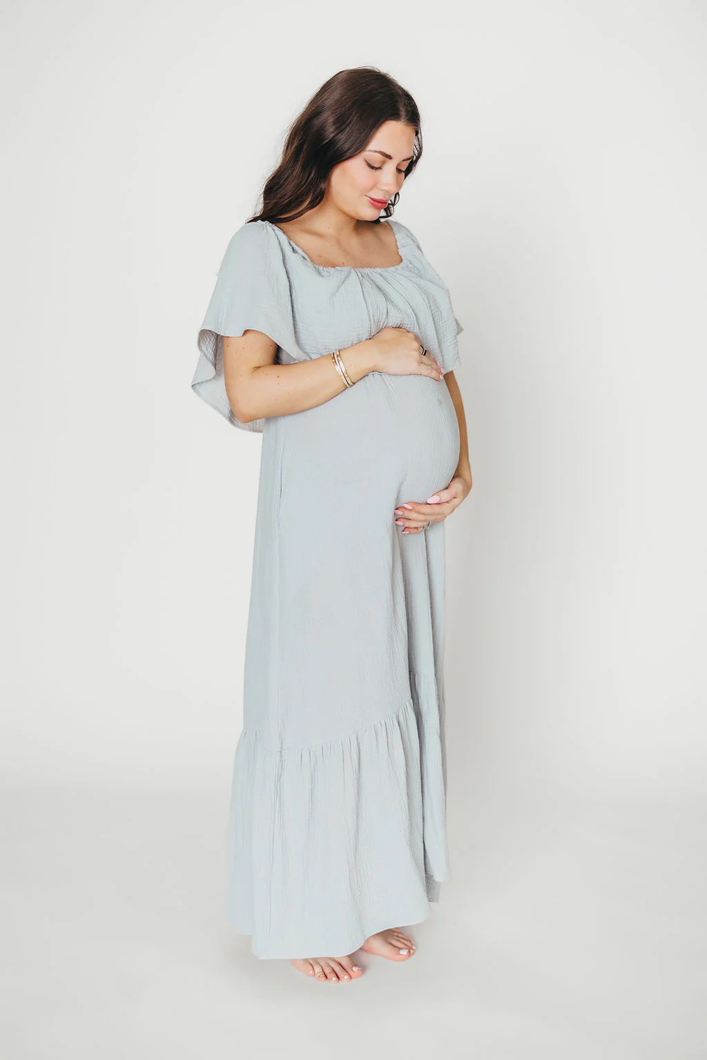 Josie 100% Cotton Maxi Dress in Cloud - Bump & Nursing Friendly - Image 12