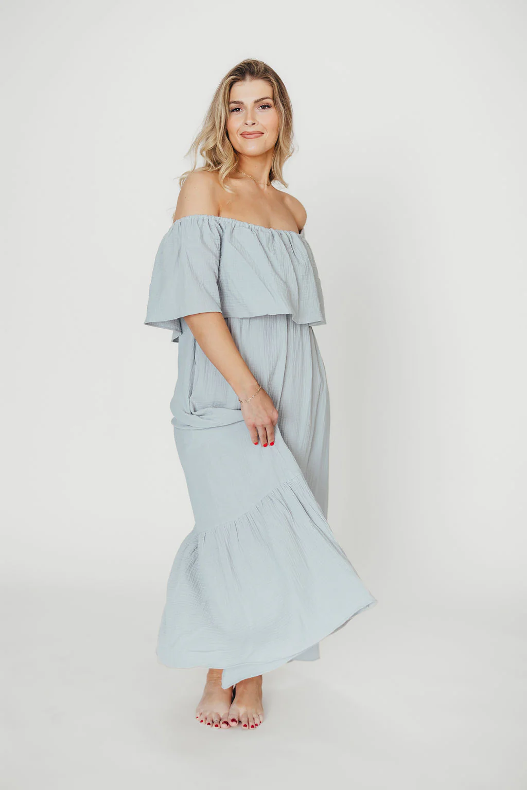 Josie 100% Cotton Maxi Dress in Cloud - Bump & Nursing Friendly - Image 15