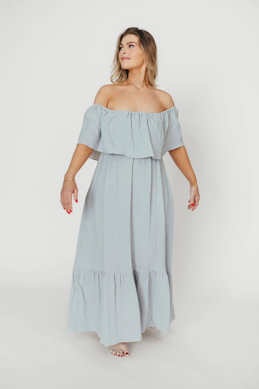 Josie 100% Cotton Maxi Dress in Cloud - Bump & Nursing Friendly - Image 17