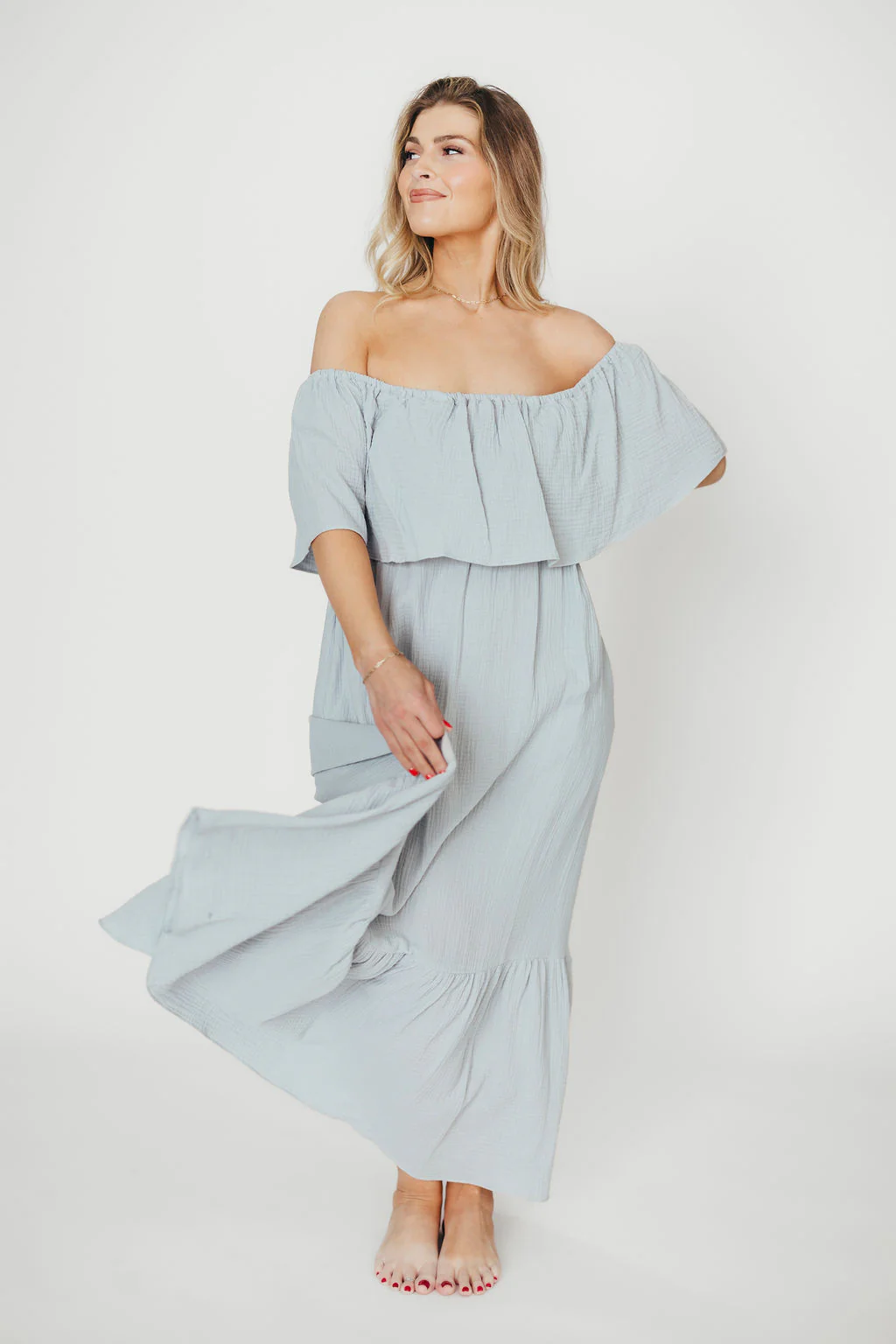 Josie 100% Cotton Maxi Dress in Cloud - Bump & Nursing Friendly - Image 18