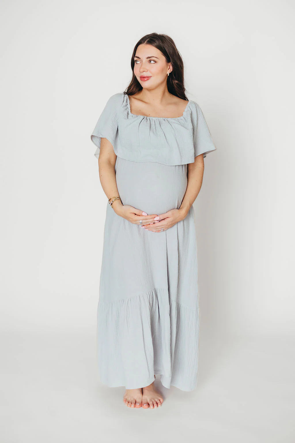Josie 100% Cotton Maxi Dress in Cloud - Bump & Nursing Friendly - Image 19