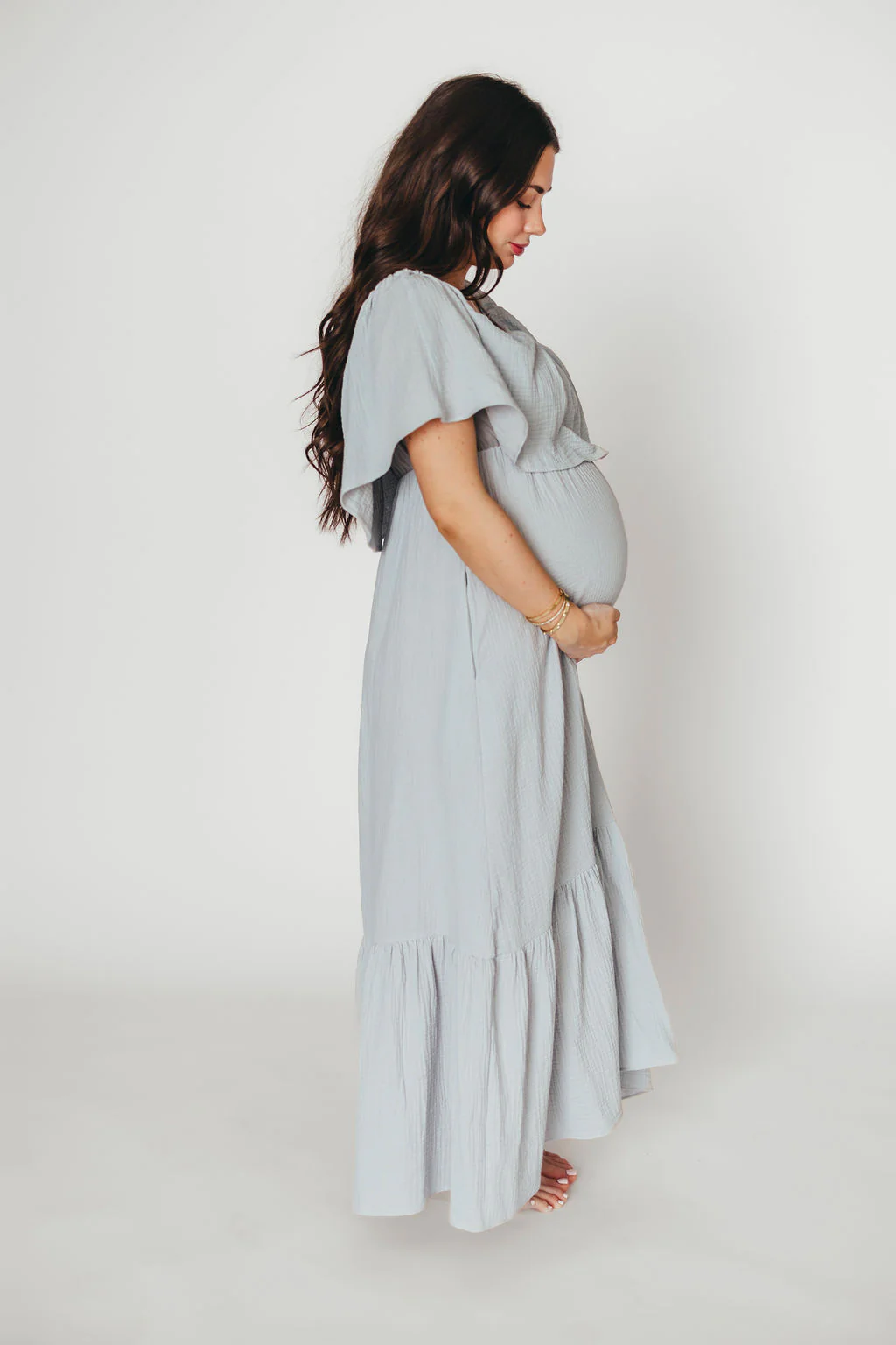 Josie 100% Cotton Maxi Dress in Cloud - Bump & Nursing Friendly - Image 20