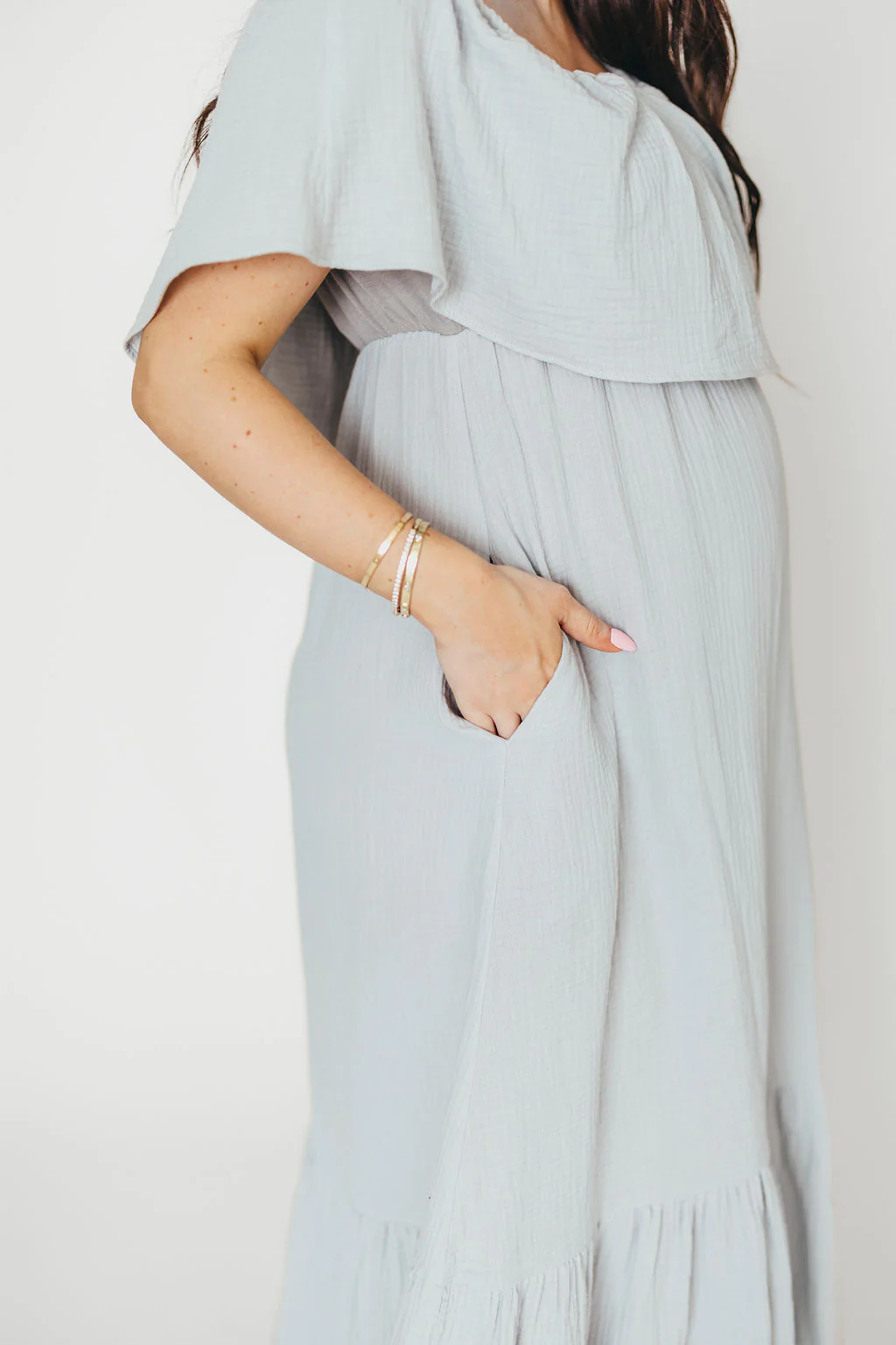 Josie 100% Cotton Maxi Dress in Cloud - Bump & Nursing Friendly - Image 26