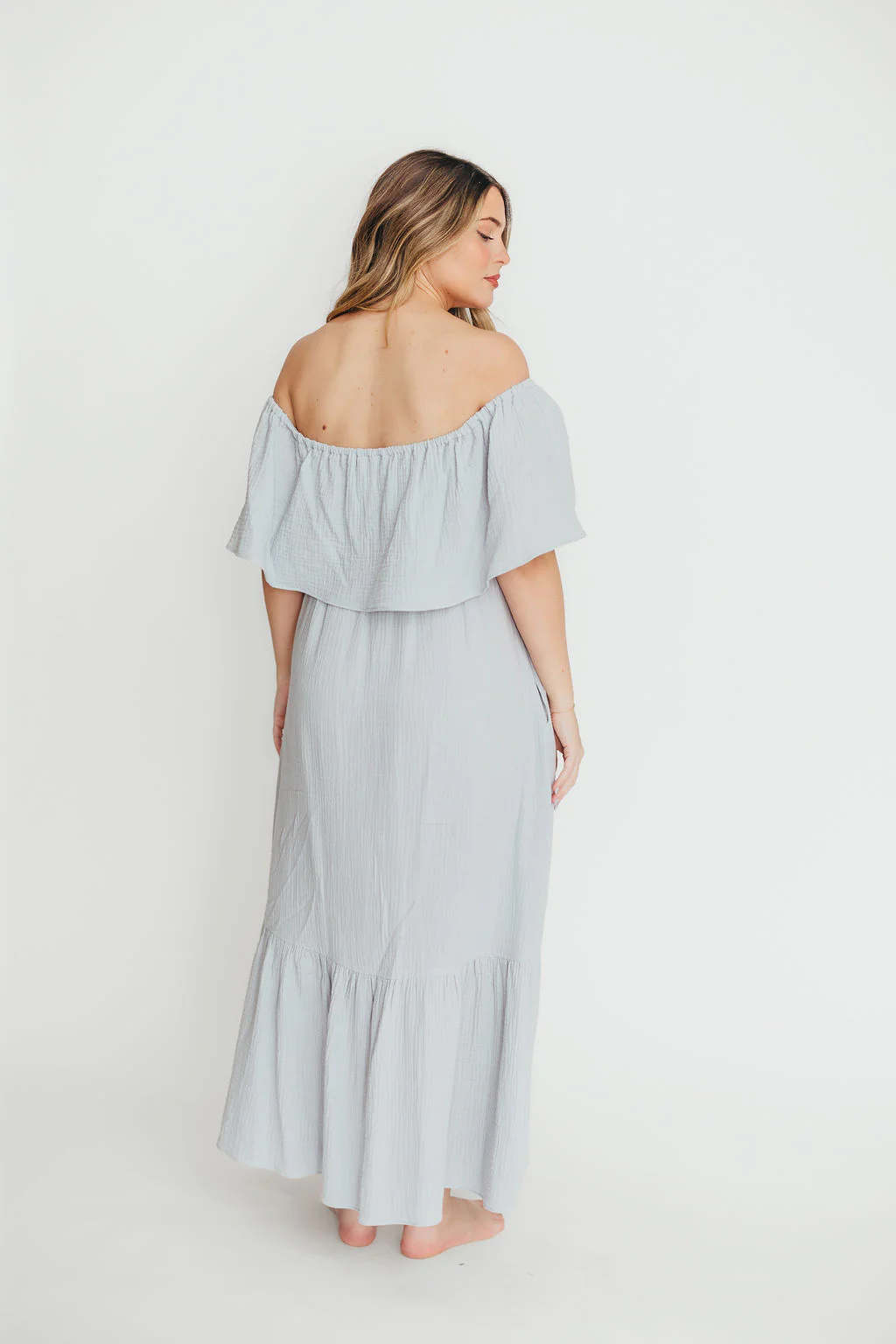 Josie 100% Cotton Maxi Dress in Cloud - Bump & Nursing Friendly - Image 29