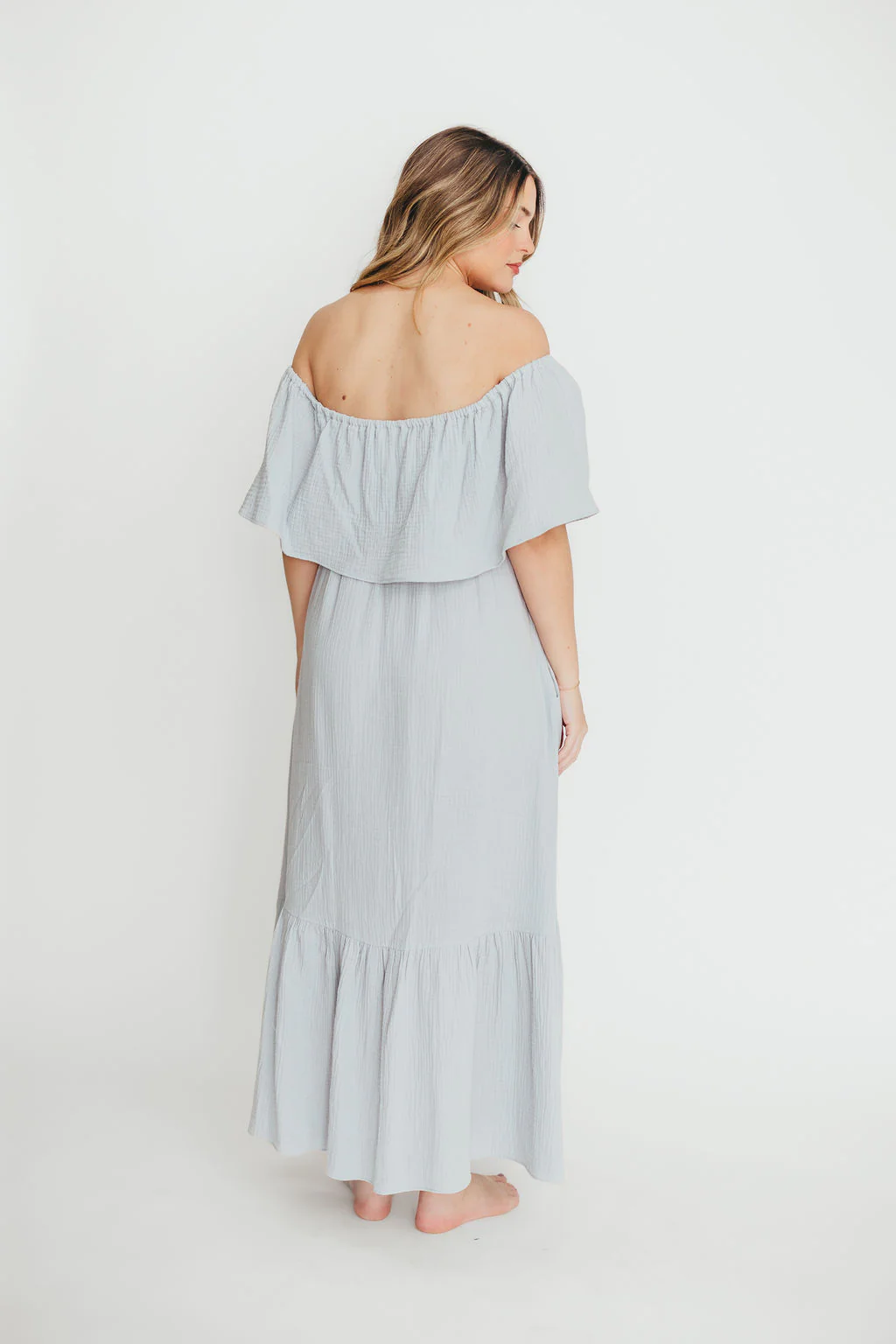 Josie 100% Cotton Maxi Dress in Cloud - Bump & Nursing Friendly - Image 33