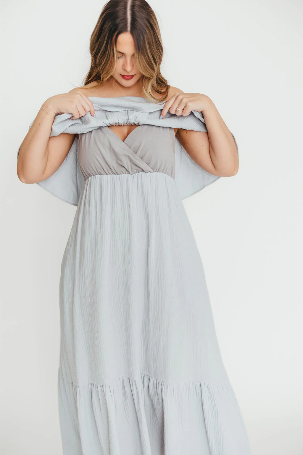 Josie 100% Cotton Maxi Dress in Cloud - Bump & Nursing Friendly - Image 34