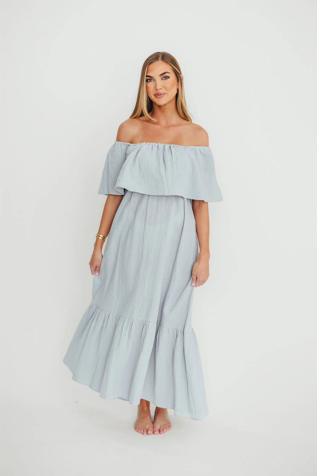 Josie 100% Cotton Maxi Dress in Cloud - Bump & Nursing Friendly - Image 4