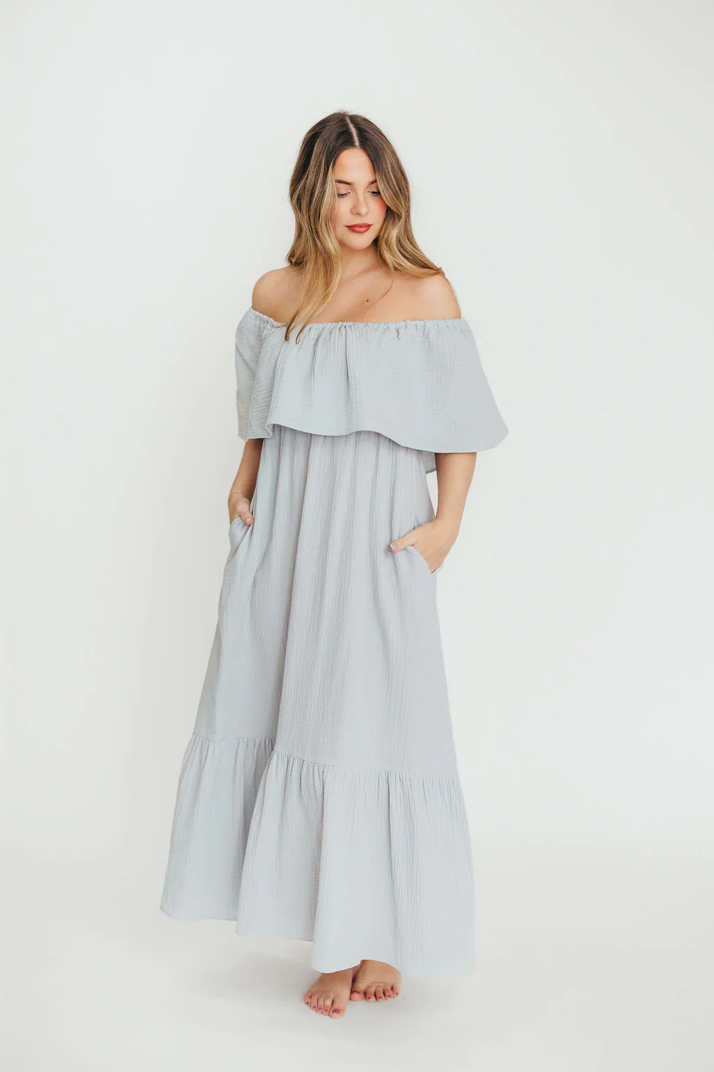 Josie 100% Cotton Maxi Dress in Cloud - Bump & Nursing Friendly - Image 6