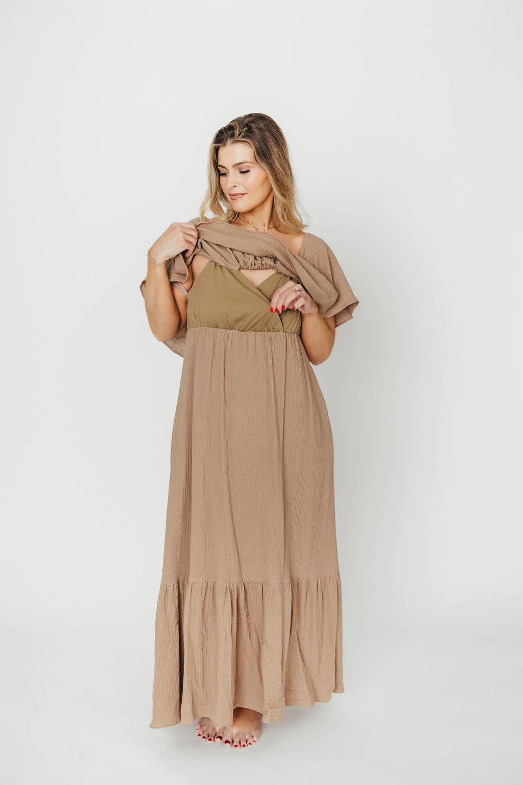 Josie 100% Cotton Maxi Dress in Dry Thyme - Bump & Nursing Friendly *Final-Sale* - Image 14