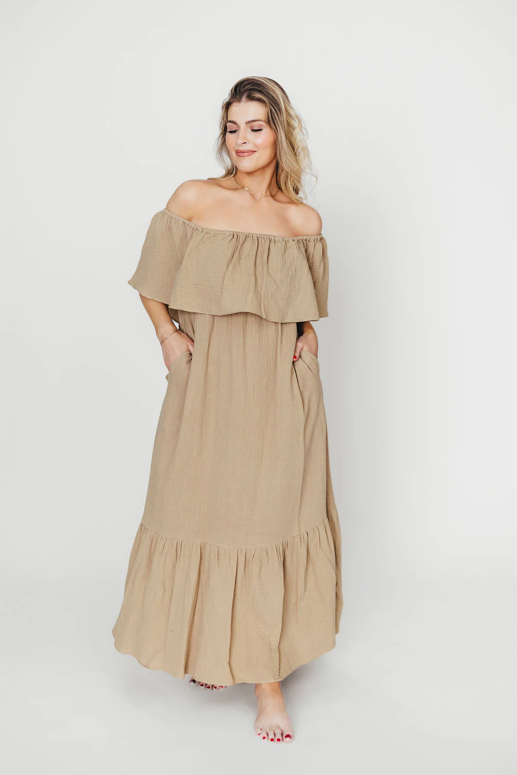 Josie 100% Cotton Maxi Dress in Khaki - Image 10