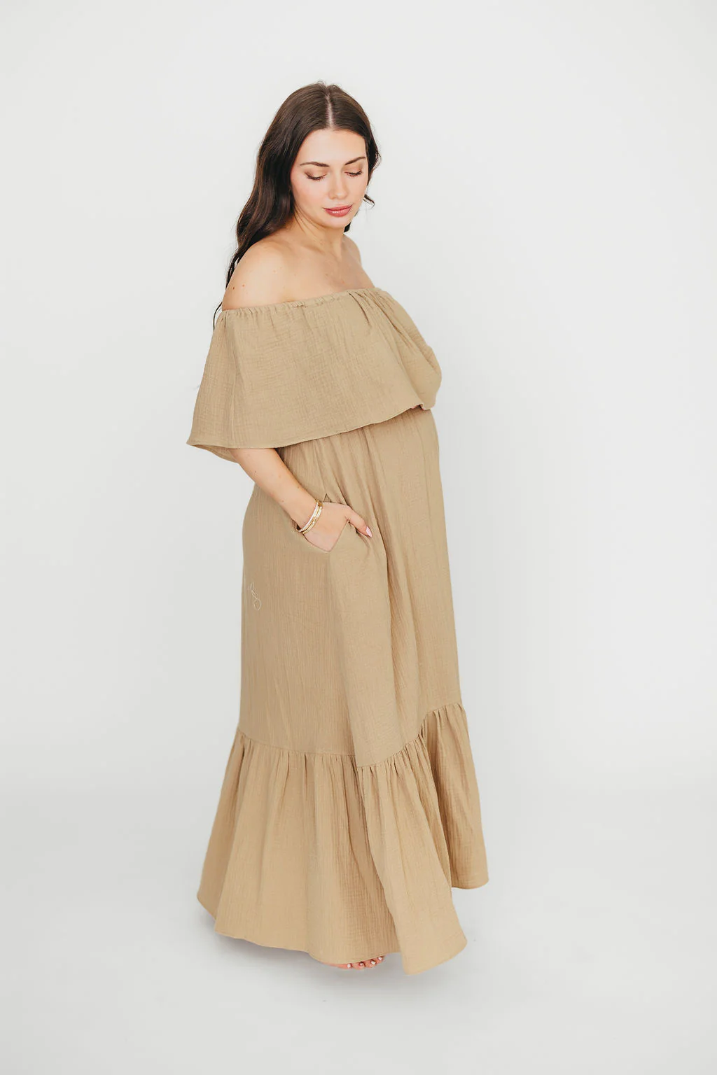 Josie 100% Cotton Maxi Dress in Khaki - Image 17