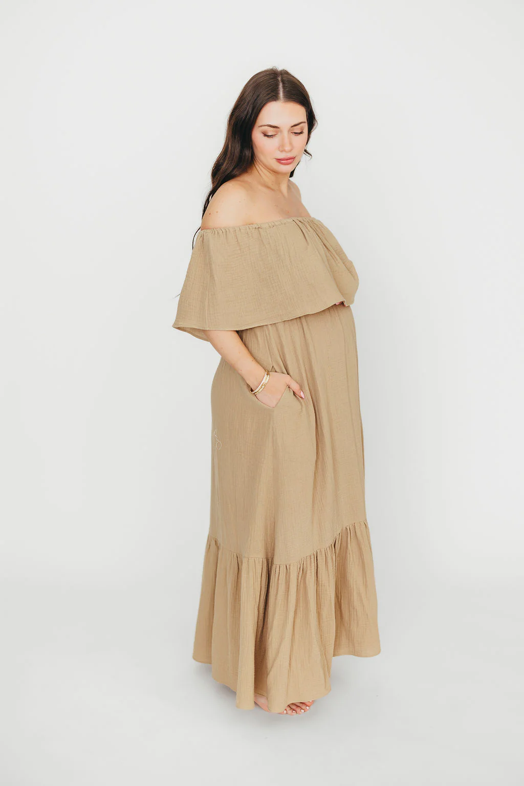 Josie 100% Cotton Maxi Dress in Khaki - Image 18