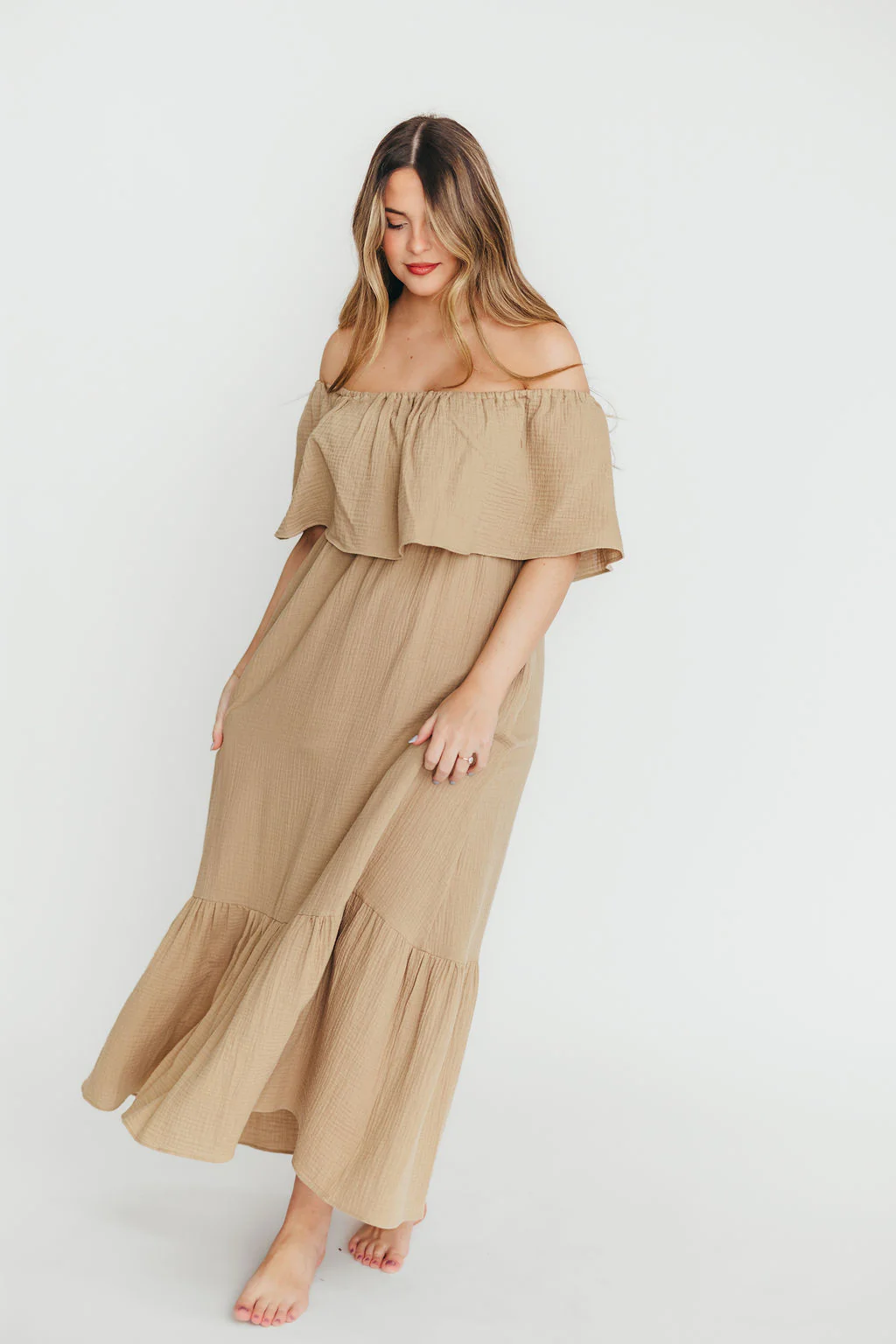 Josie 100% Cotton Maxi Dress in Khaki - Image 19