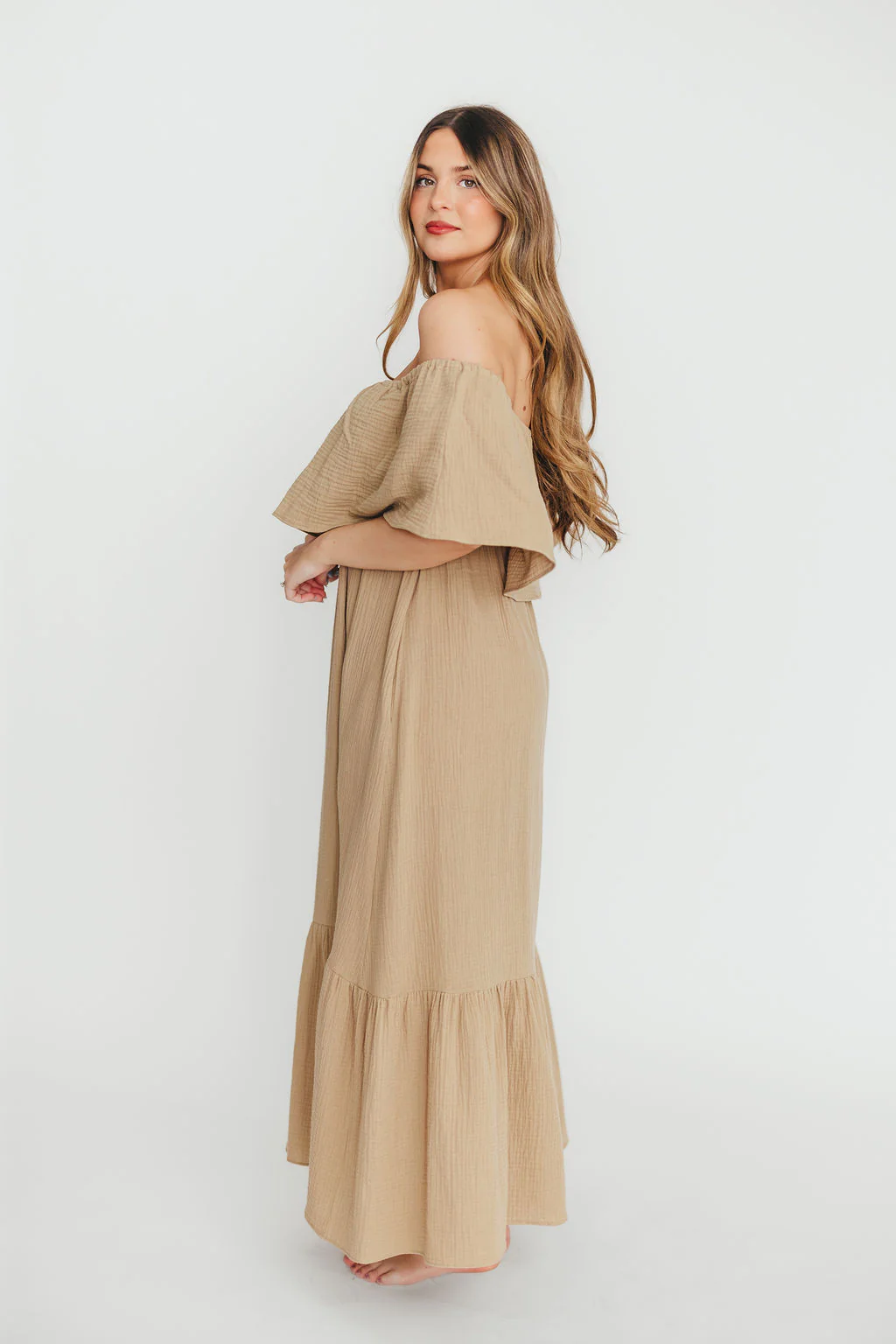 Josie 100% Cotton Maxi Dress in Khaki - Image 20