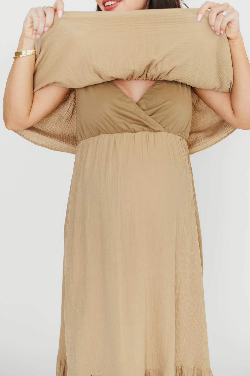Josie 100% Cotton Maxi Dress in Khaki - Image 5