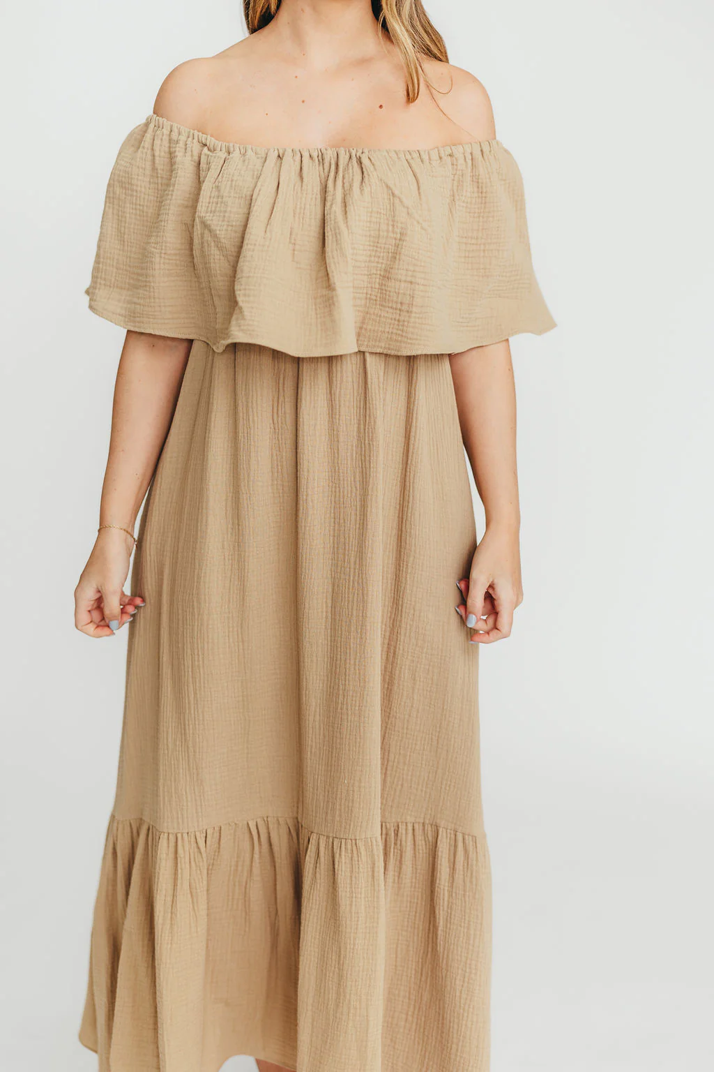 Josie 100% Cotton Maxi Dress in Khaki - Image 7