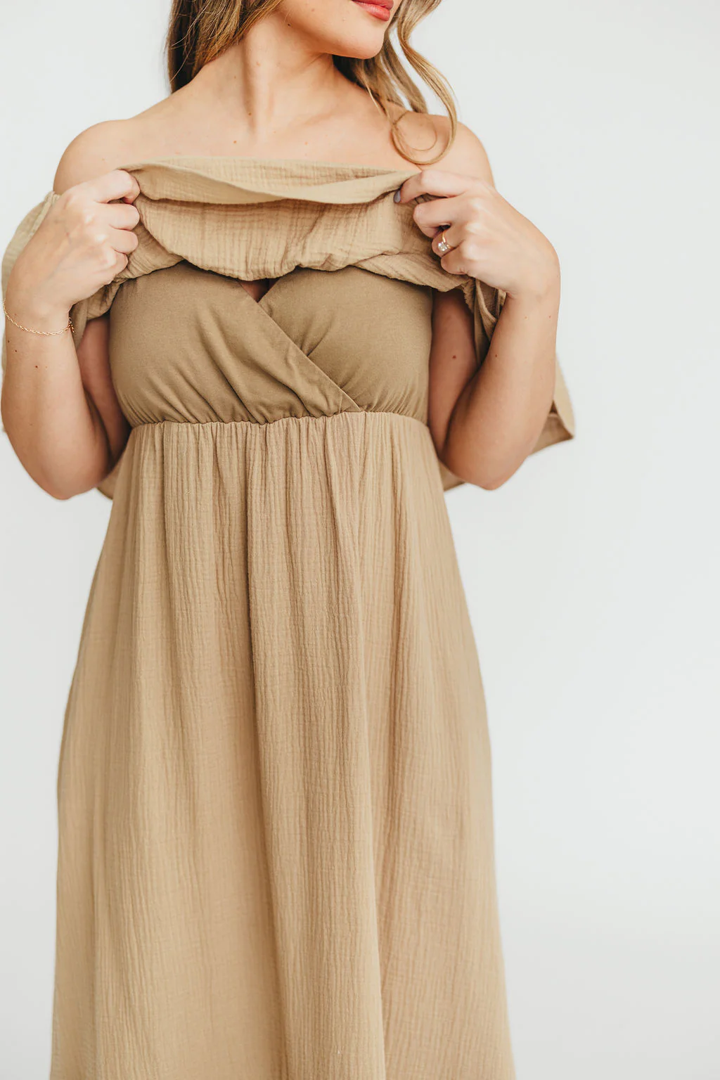Josie 100% Cotton Maxi Dress in Khaki - Image 8