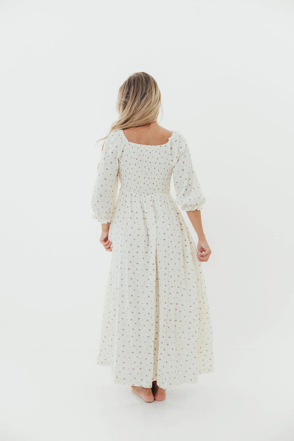 Cecilia 100% Cotton Smocked Maxi Dress in Ivory (Lined) - Bump Friendly - Image 10