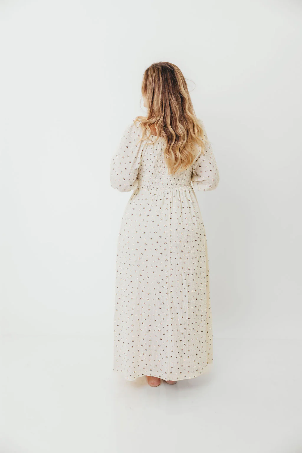 Cecilia 100% Cotton Smocked Maxi Dress in Ivory (Lined) - Bump Friendly - Image 12