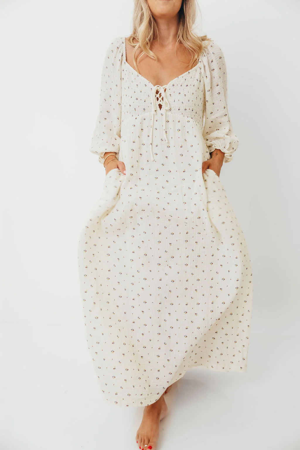 Cecilia 100% Cotton Smocked Maxi Dress in Ivory (Lined) - Bump Friendly - Image 17