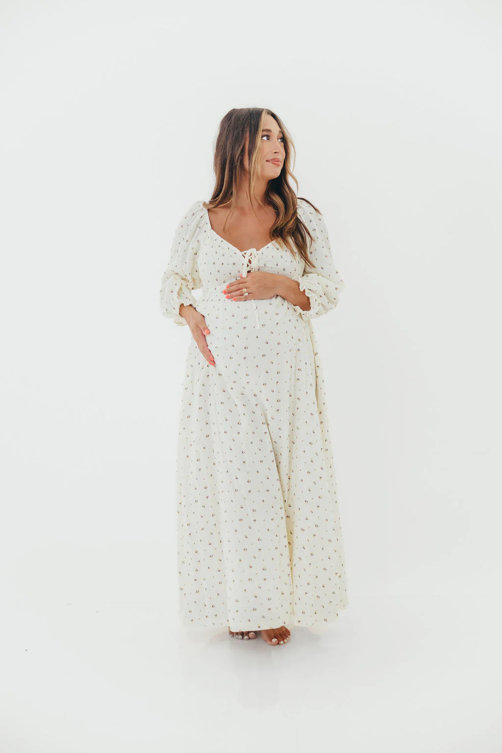Cecilia 100% Cotton Smocked Maxi Dress in Ivory (Lined) - Bump Friendly - Image 6