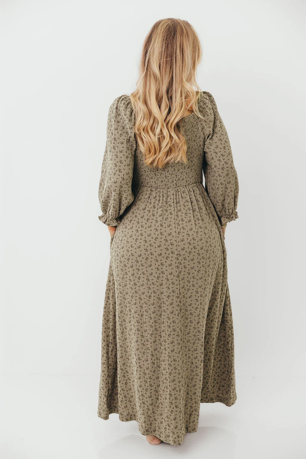 Cecilia 100% Cotton Maxi Dress in Olive Foliage - Image 10
