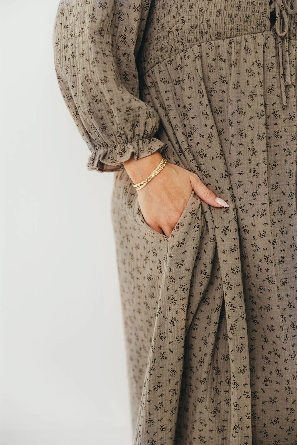 Cecilia 100% Cotton Maxi Dress in Olive Foliage - Image 7