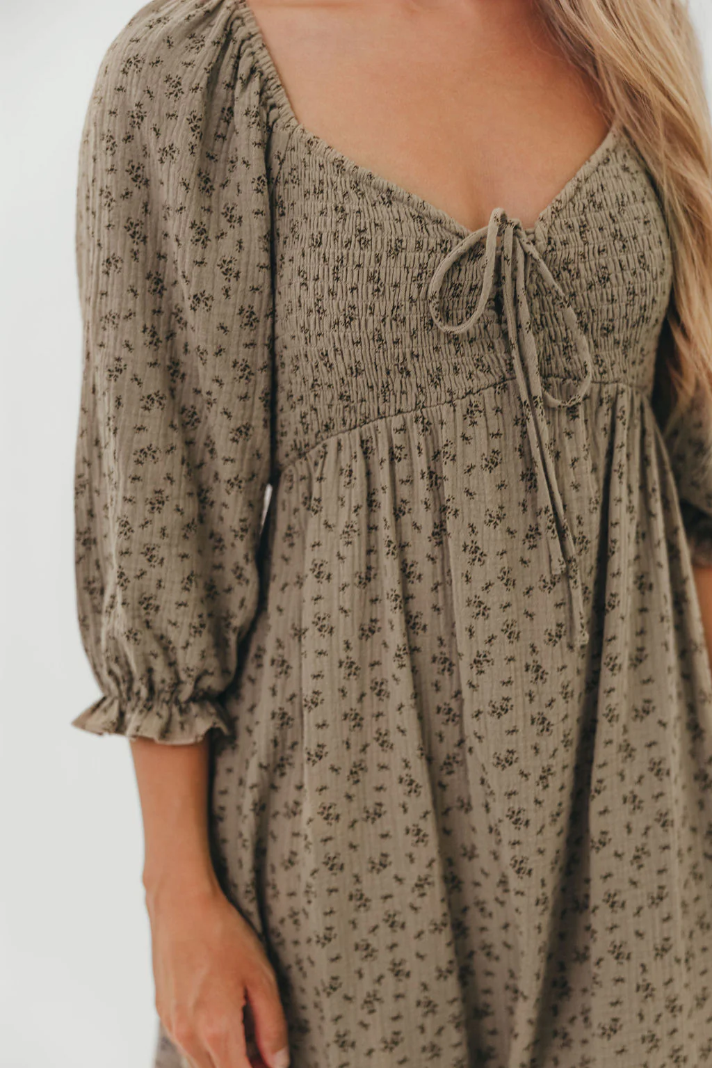 Cecilia 100% Cotton Maxi Dress in Olive Foliage - Image 8