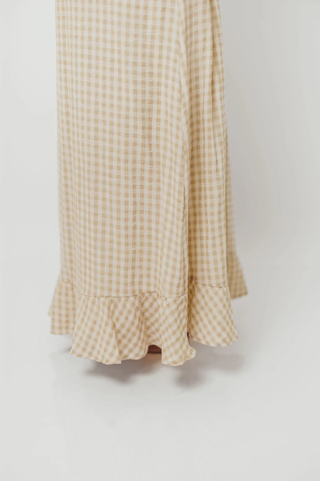 Sienna 100% Cotton Puff Sleeve Maxi Dress in Natural Plaid - Bump Friendly - Image 29