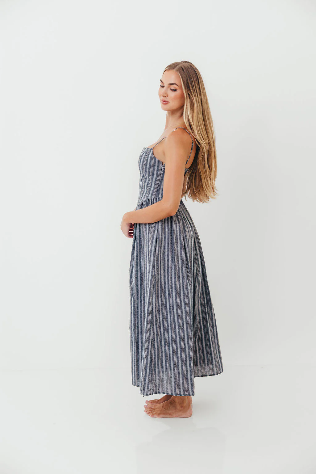 Nantucket 100% Cotton Midi Dress in Harborline - Image 4