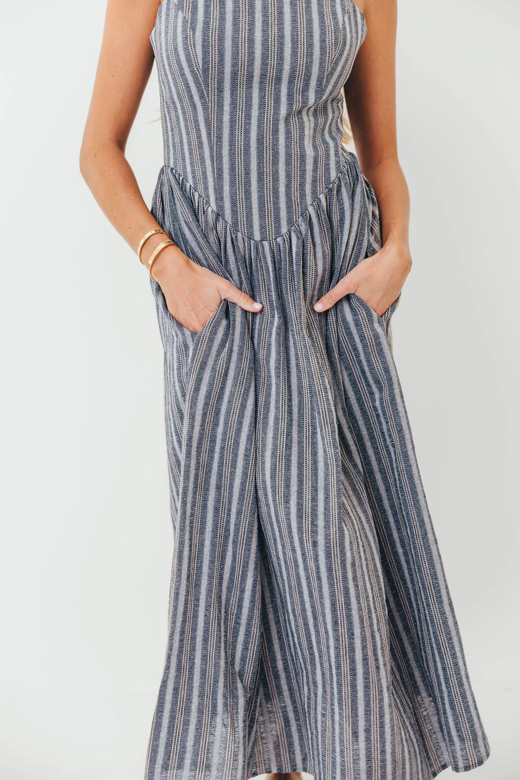 Nantucket 100% Cotton Midi Dress in Harborline - Image 7