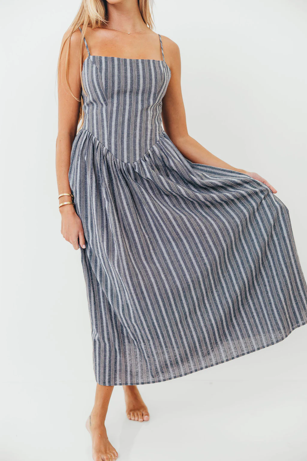 Nantucket 100% Cotton Midi Dress in Harborline - Image 8