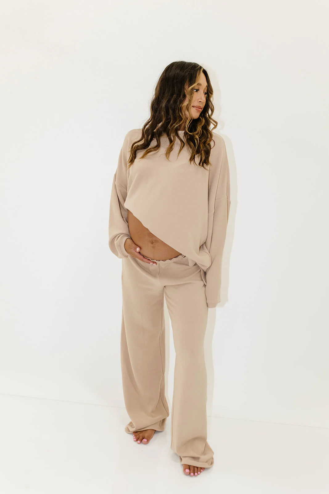 Naomi Oversized Fleece Long Sleeve Top in Dusty Blush - Image 9