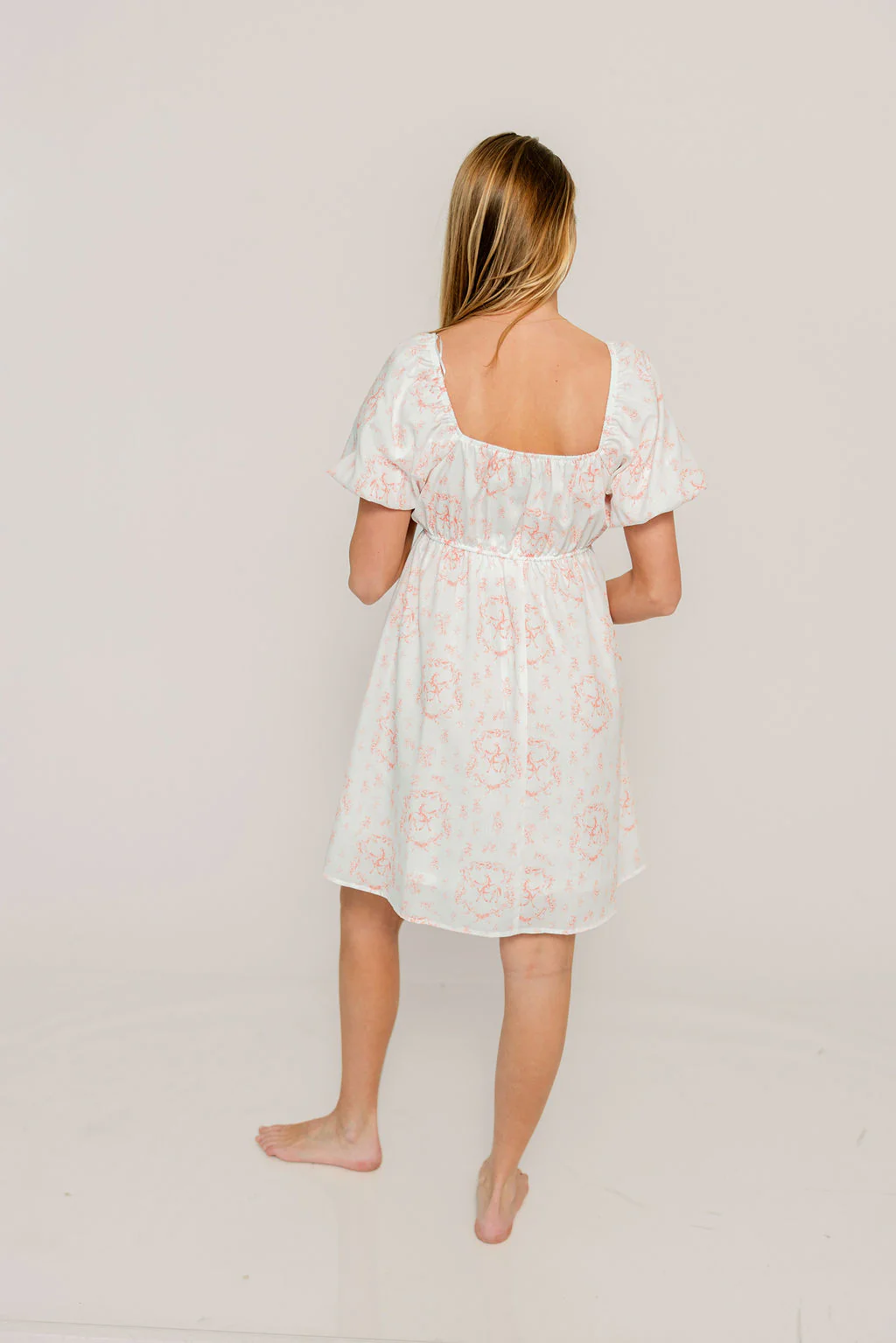 Nell Floral Cowgirl Print Mini Dress in Ivory/Pink - Image 6