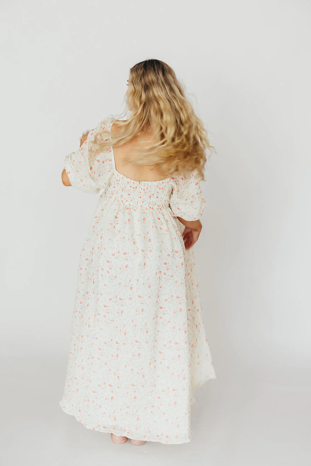 Mona Maxi Dress with Smocking in Ivory Floral - Bump Friendly & Inclusive Sizing (S-2XL) - Image 10