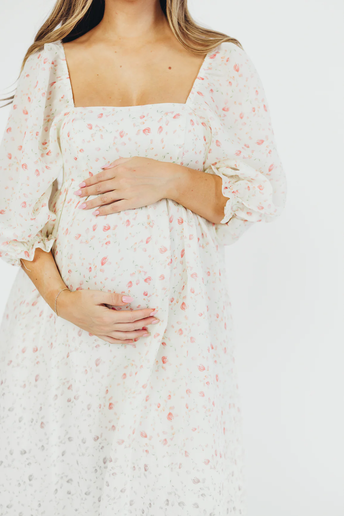 Mona Maxi Dress with Smocking in Ivory Floral - Bump Friendly & Inclusive Sizing (S-2XL) - Image 2