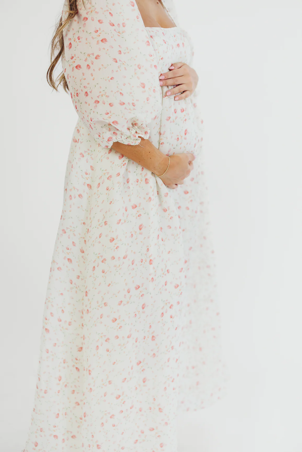 Mona Maxi Dress with Smocking in Ivory Floral - Bump Friendly & Inclusive Sizing (S-2XL) - Image 5