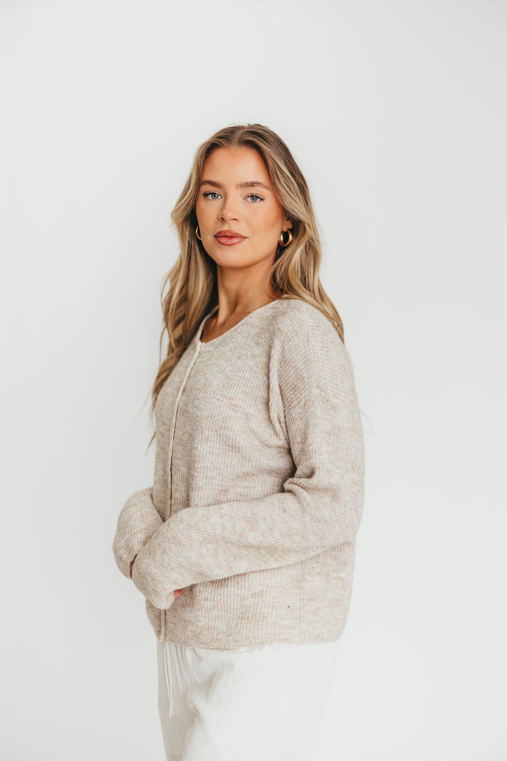 Newport Cardigan in Oatmeal Heather - Image 2