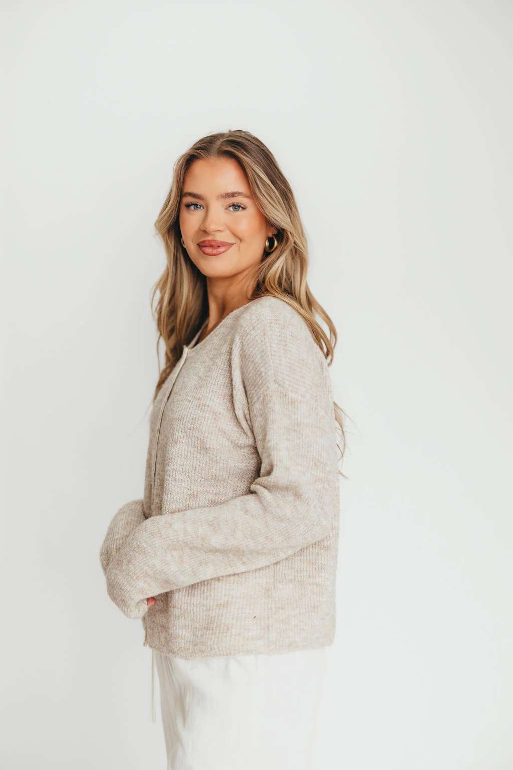 Newport Cardigan in Oatmeal Heather - Image 3