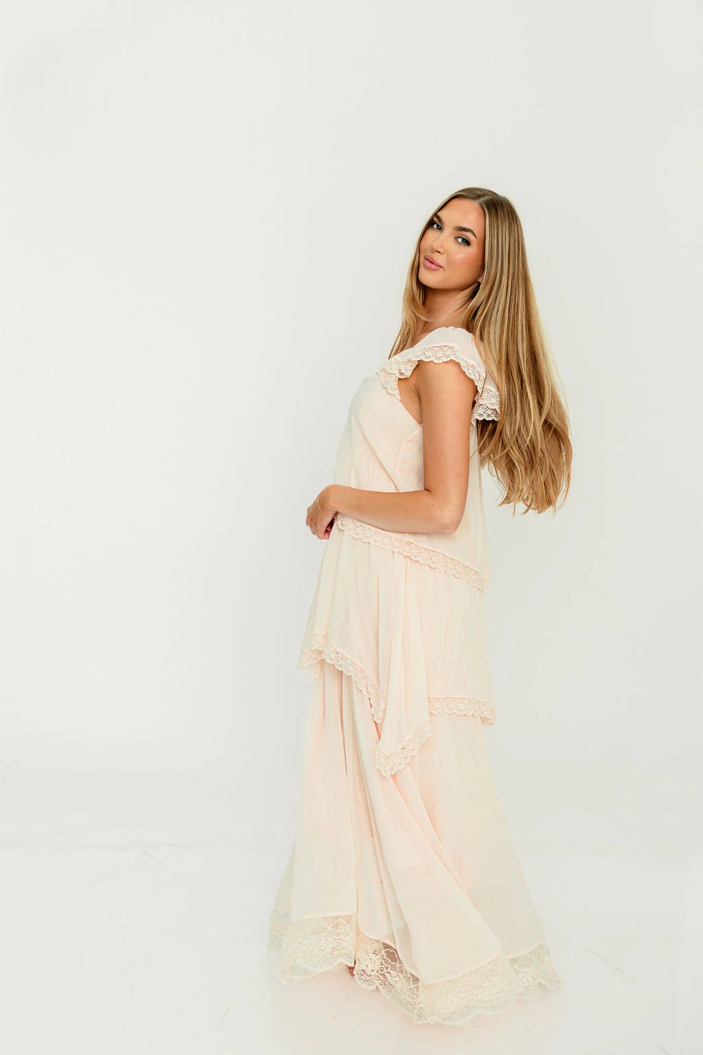 Nicola Maxi Dress in Pale Pink - Image 15