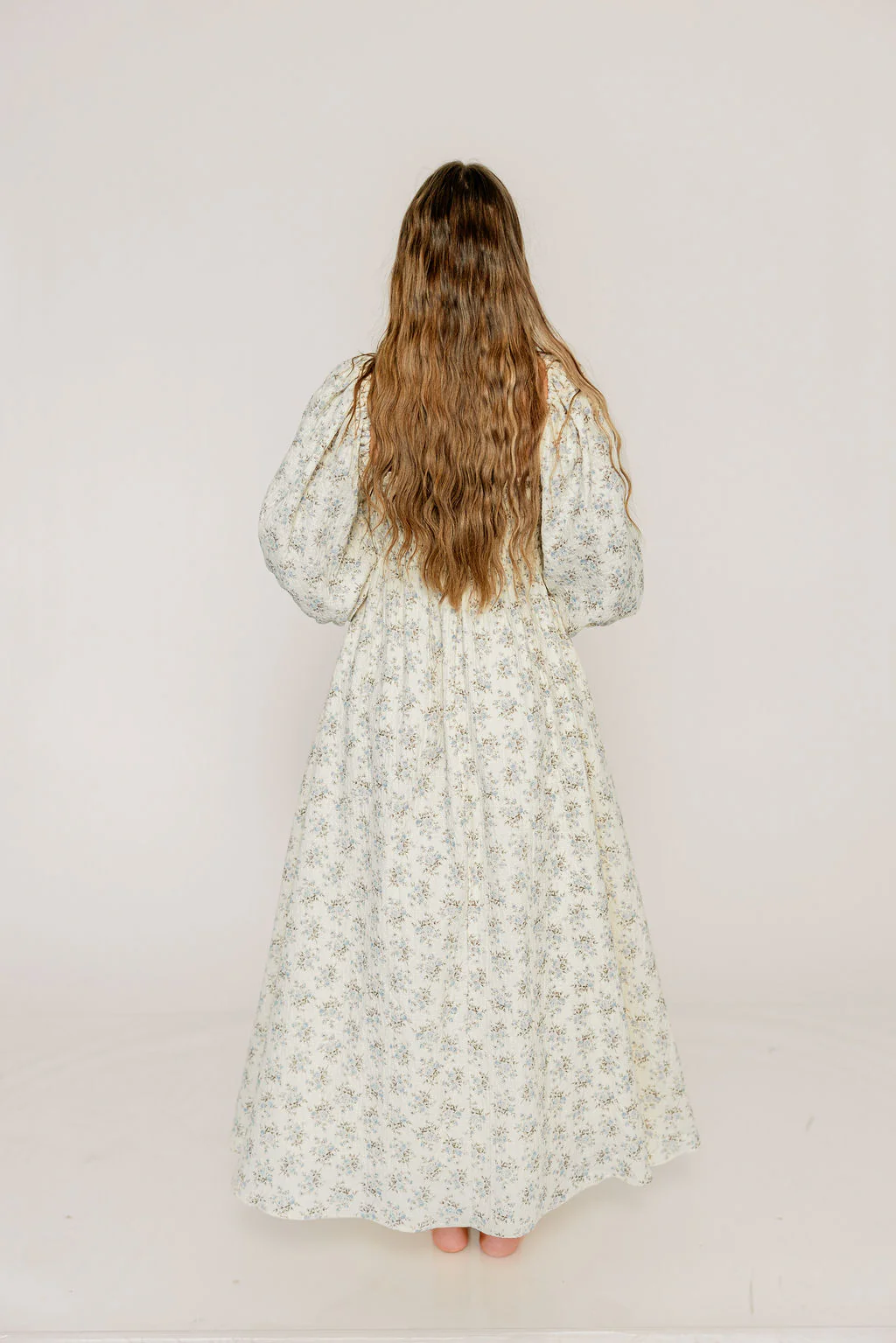 Noa Premium 100% Cotton Maxi Dress in Dusty Blue Floral - Bump Friendly - Image 7