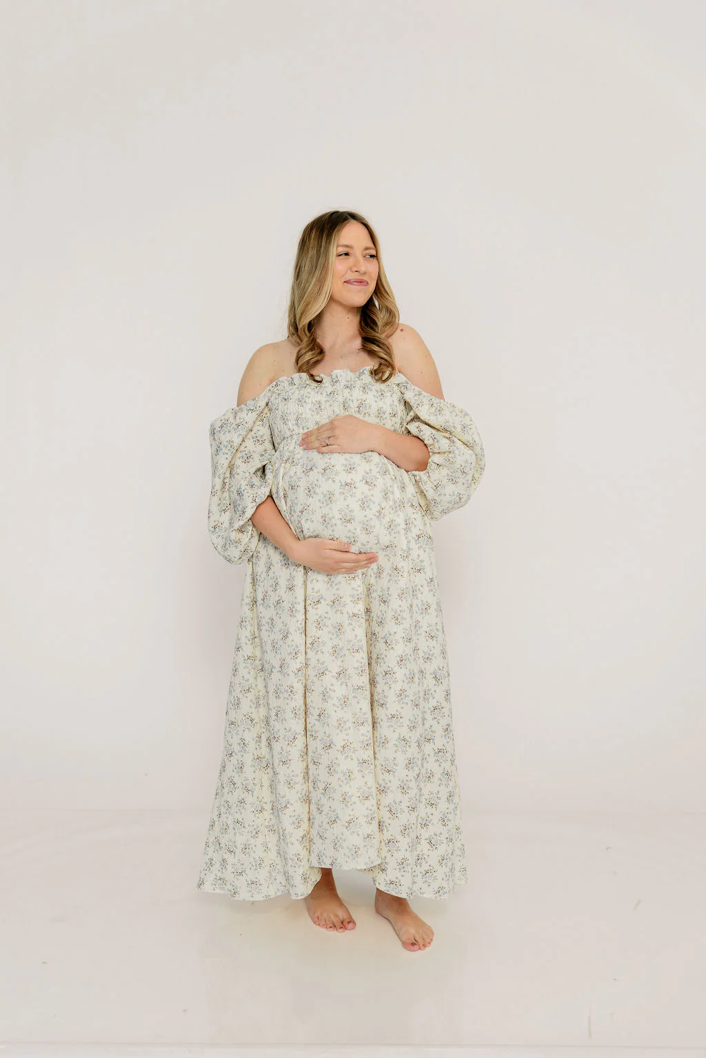 Noa Premium 100% Cotton Maxi Dress in Dusty Blue Floral - Bump Friendly - Image 9