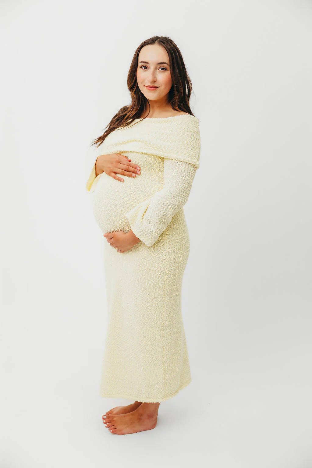 Nora Knit Maxi Dress in Butter Yellow - Bump Friendly - Image 4
