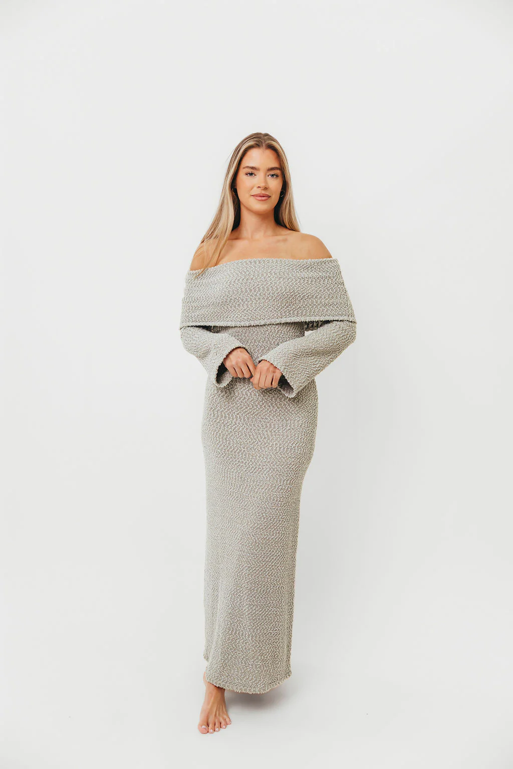 Nora Knit Maxi Dress in Dusty Sage - Bump Friendly - Image 3