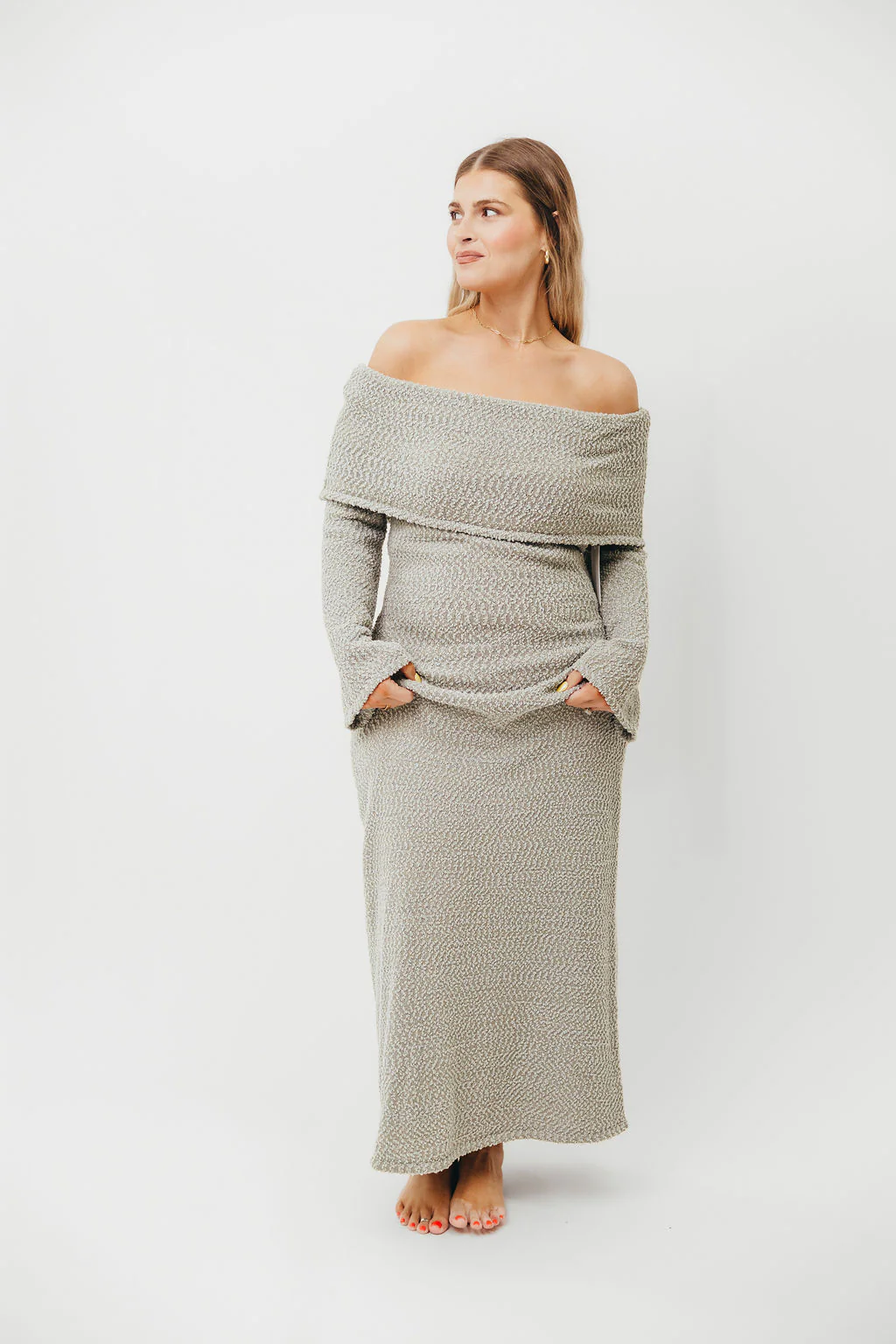Nora Knit Maxi Dress in Dusty Sage - Bump Friendly - Image 9